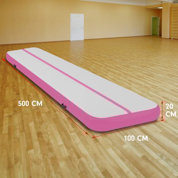 5m x 1m Air Track Inflatable Gymnastics Tumbling Mat - Pink Image 7