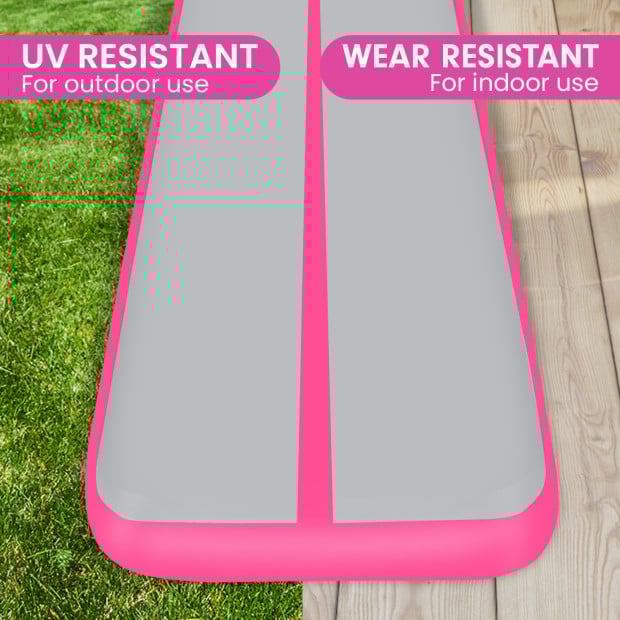 Powertrain 5m x 1m x 20cm Air Track Inflatable Gymnastics Tumbling Mat - Pink Image 6