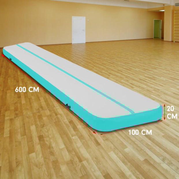 6m x 1m Air Track Inflatable Gymnastics Tumbling Mat - Green Image 8