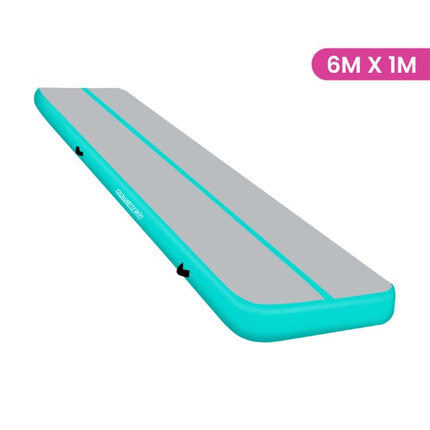 Powertrain 6m x 1m x 20cm Air Track Inflatable Gymnastics Tumbling Mat - Green Image 9