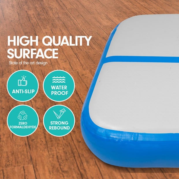 1m Air Block Track Inflatable Gymnastics Tumbling Mat Airtrack - Blue Image 2