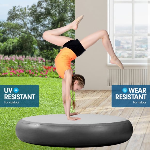 1m Air Track Spot Round Inflatable Gymnastics Tumbling Mat Pump Black Image 5