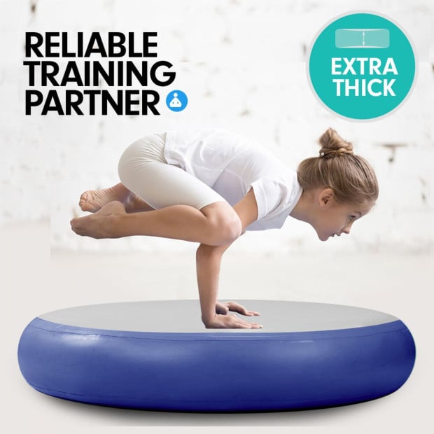 Powertrain 1m Air Track Spot Round Inflatable Gymnastics Tumbling Mat - Dark Blue Image 2