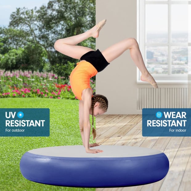 Powertrain 1m Air Track Spot Round Inflatable Gymnastics Tumbling Mat - Dark Blue Image 5