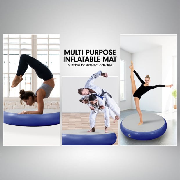 Powertrain 1m Air Track Spot Round Inflatable Gymnastics Tumbling Mat - Dark Blue Image 7
