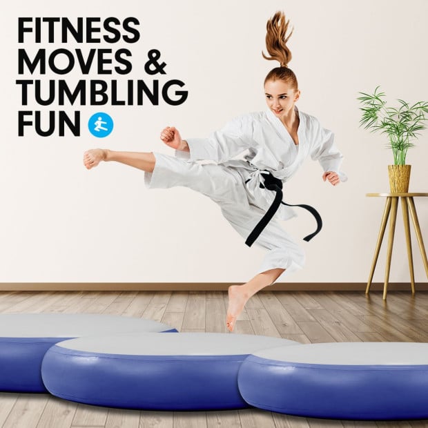 Powertrain 1m Air Track Spot Round Inflatable Gymnastics Tumbling Mat - Dark Blue Image 8