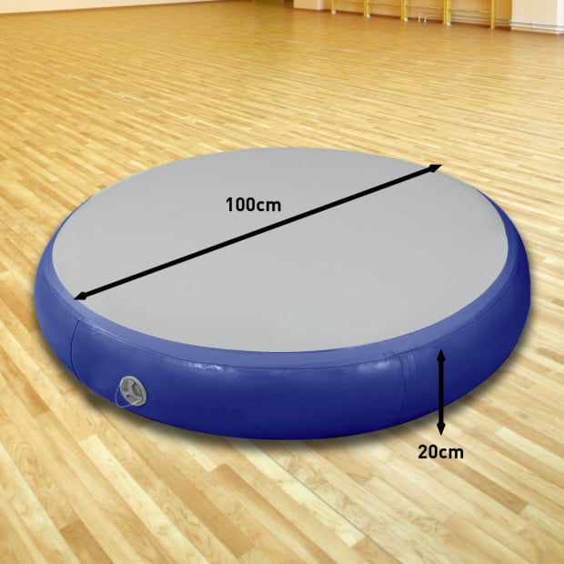 Powertrain 1m Air Track Spot Round Inflatable Gymnastics Tumbling Mat - Dark Blue Image 9