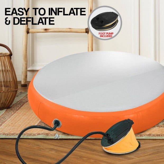 1m Air Track Spot Round Inflatable Gymnastics Tumbling Mat Pump Orange Image 7