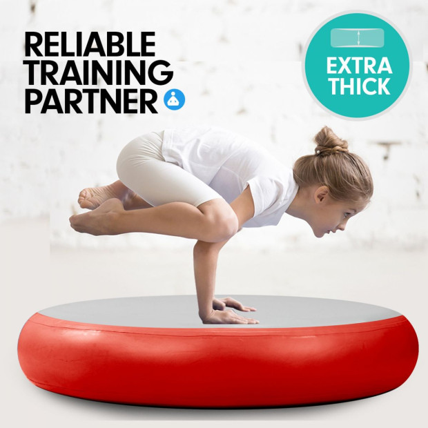 1m Air Track Spot Round Inflatable Gymnastics Tumbling Mat Pump Red Image 2