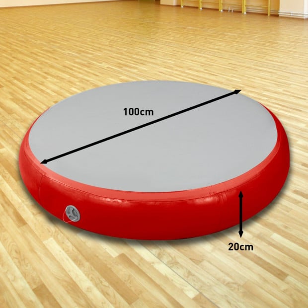 1m Air Track Spot Round Inflatable Gymnastics Tumbling Mat Pump Red Image 7