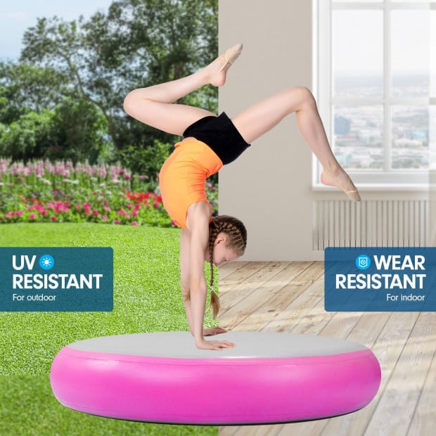 1m Air Track Spot Round Inflatable Gymnastics Tumbling Mat Pink Image 4