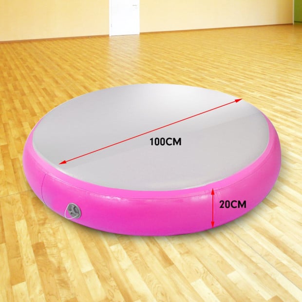1m Air Track Spot Round Inflatable Gymnastics Tumbling Mat Pink Image 6