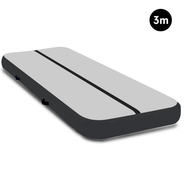 3m Airtrack Tumbling Mat Gymnastics Exercise Air Track - Grey Black