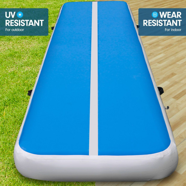 5m x 1m Air Track Inflatable Tumbling Gymnastics Mat - Blue White Image 6