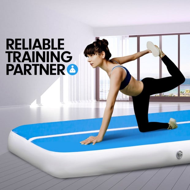 6m x 1m Air Track Inflatable Tumbling Gymnastics Mat - Blue White Image 3