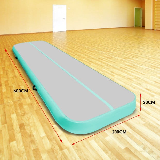6m x 2m Air Track Gymnastics Mat Tumbling Exercise - Grey Green Image 10