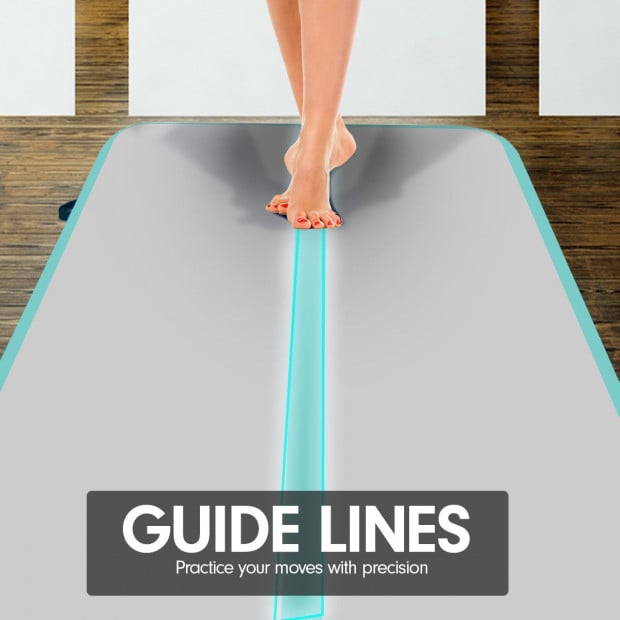 6m x 2m Air Track Gymnastics Mat Tumbling Exercise - Grey Green Image 4