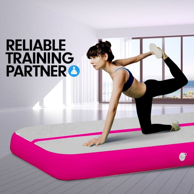 6m x 2m Air Track Gymnastics Mat Tumbling Exercise - Grey Pink Image 3