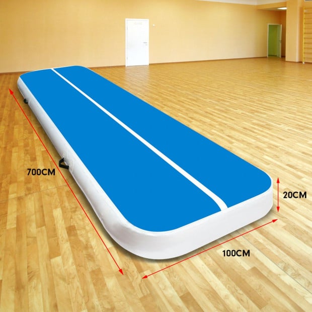 7m x 1m Air Track Inflatable Tumbling Gymnastics Mat - Blue White Image 10