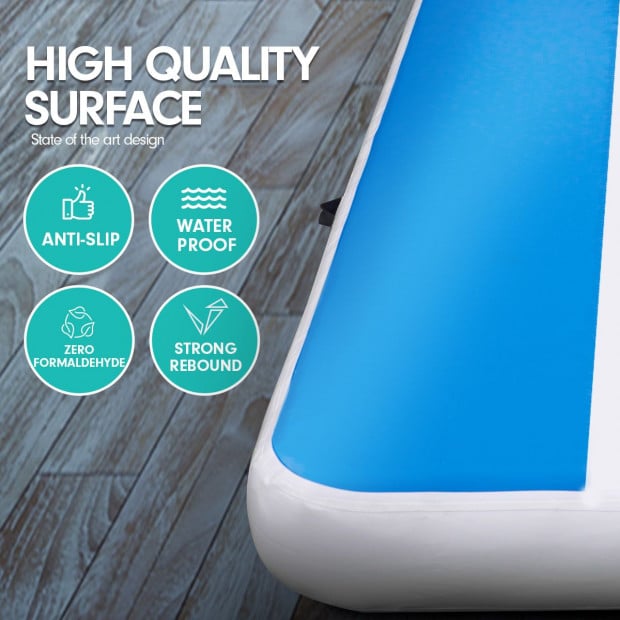 7m x 1m Air Track Inflatable Tumbling Gymnastics Mat - Blue White Image 2