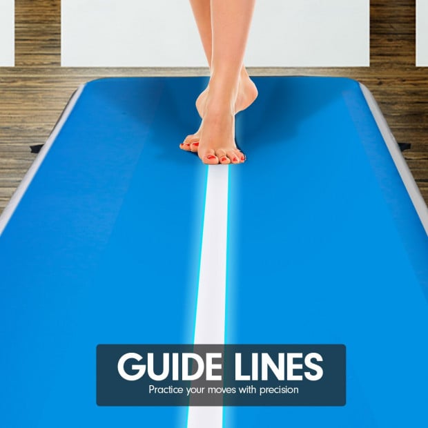 7m x 1m Air Track Inflatable Tumbling Gymnastics Mat - Blue White Image 4
