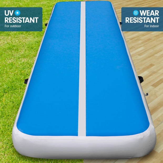 7m x 1m Air Track Inflatable Tumbling Gymnastics Mat - Blue White Image 6