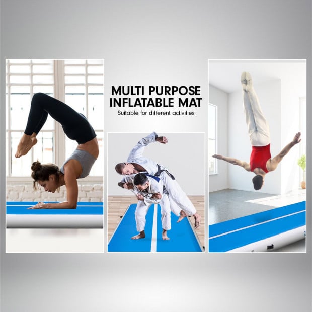 7m x 1m Air Track Inflatable Tumbling Gymnastics Mat - Blue White Image 8