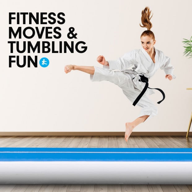 7m x 1m Air Track Inflatable Tumbling Gymnastics Mat - Blue White Image 9