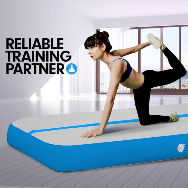 8m x 1m Air Track Inflatable Gymnastics Mat Tumbling - Grey Blue Image 3