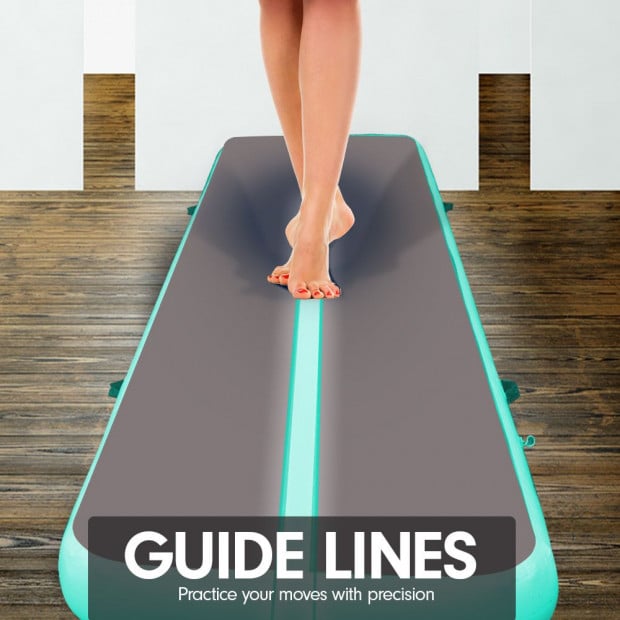 8m x 1m Air Track Inflatable Gymnastics Mat Tumbling - Grey Green Image 9