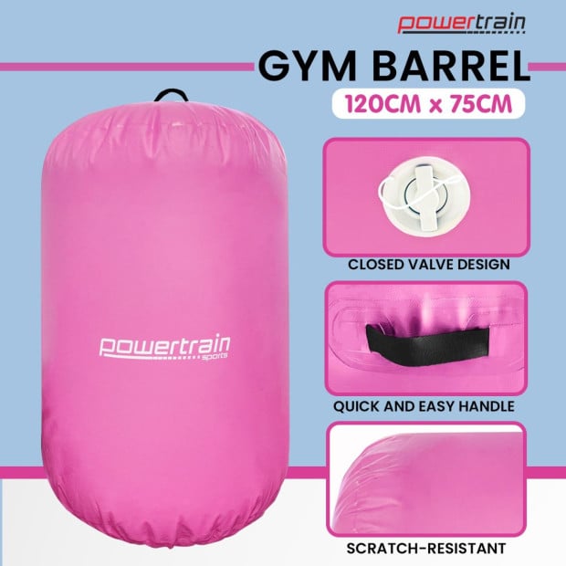 Inflatable Gymnastics Air Barrel Exercise Roller 120cm x 75cm - Pink Image 8