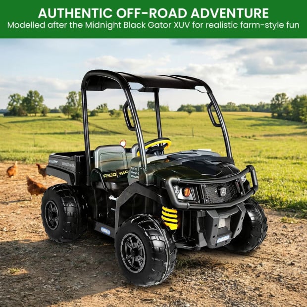 John Deere Midnight Black Gator XUV Kids Ride On Car Dual Seat 12V Battery Image 8