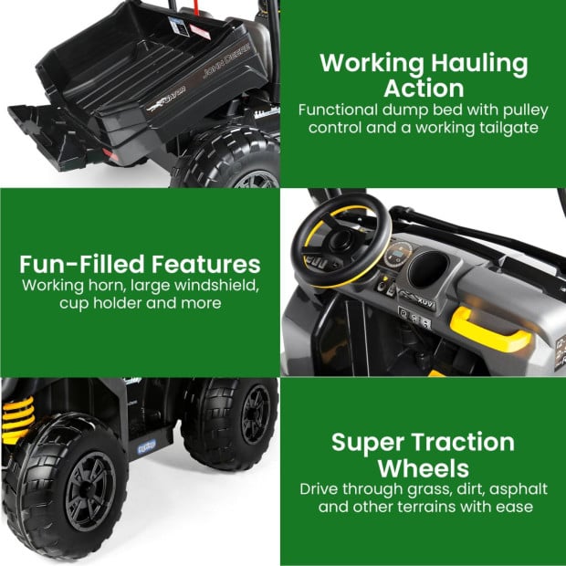 John Deere Midnight Black Gator XUV Kids Ride On Car Dual Seat 12V Battery Image 10