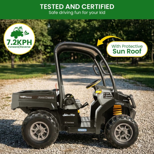 John Deere Midnight Black Gator XUV Kids Ride On Car Dual Seat 12V Battery Image 12