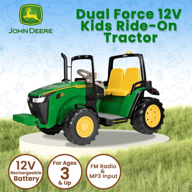 John Deere Dual Force Tractor Battery Operated 2-Seater Ride On Image 11