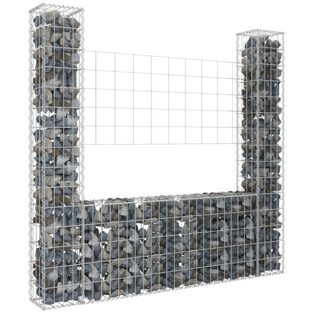 U-shape Gabion Basket With 2 Posts Iron 140x20x150cm Image 2