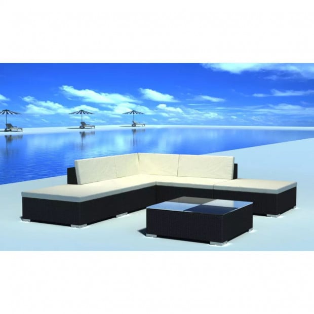 Rattan 15pc Outdoor Furniture Garden Seat Set - Black