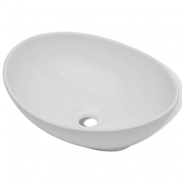Luxury Ceramic Basin Oval-shaped Sink White 40 x 33 cm Image 2