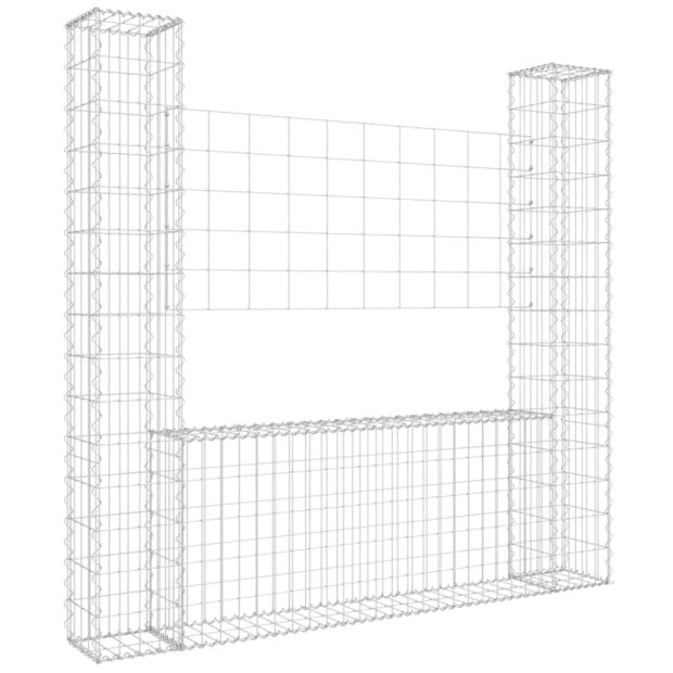 U-shape Gabion Basket With 2 Posts Iron 140x20x150cm