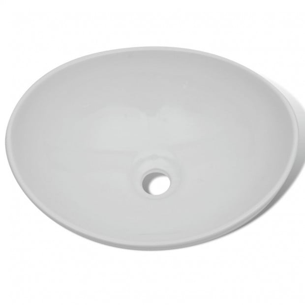 Luxury Ceramic Basin Oval-shaped Sink White 40 x 33 cm Image 3