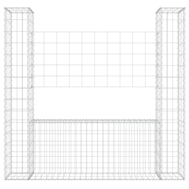 U-shape Gabion Basket With 2 Posts Iron 140x20x150cm Image 3