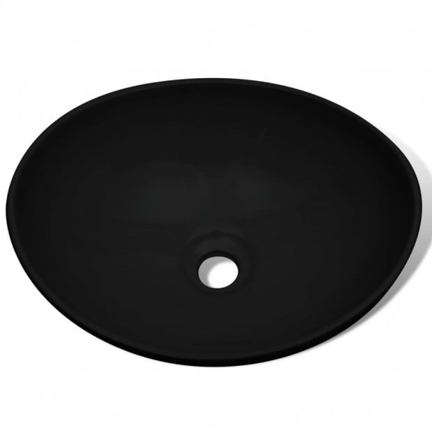 Luxury Ceramic Basin Oval-shaped Sink Black 40 x 33 cm Image 3