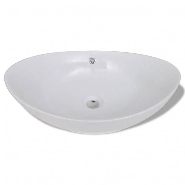 Luxury Ceramic Basin Oval with Overflow 59 x 38.5 cm Image 3