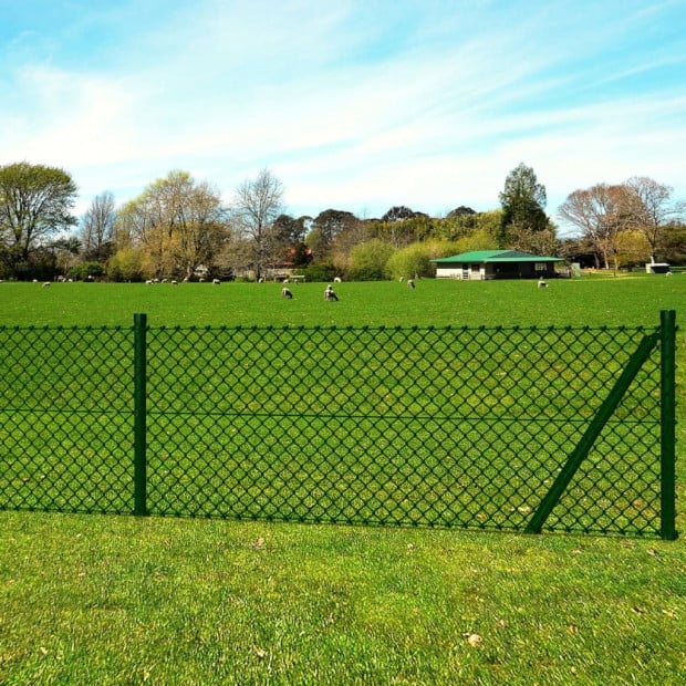 Chain-Link Fence Set with Posts Spike Anchors 1,0 x 25 m Image 3