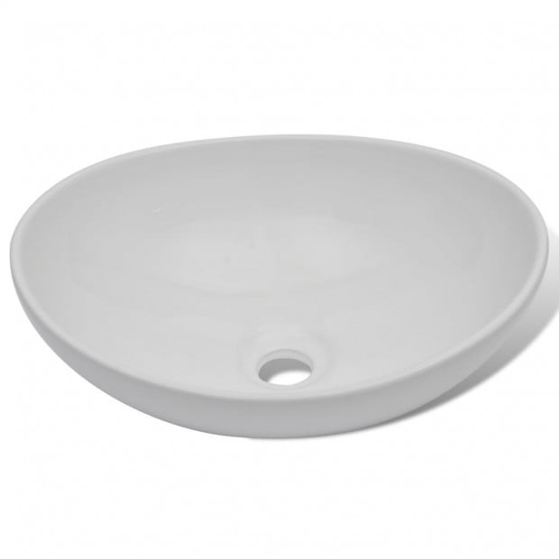 Luxury Ceramic Basin Oval-shaped Sink White 40 x 33 cm Image 4