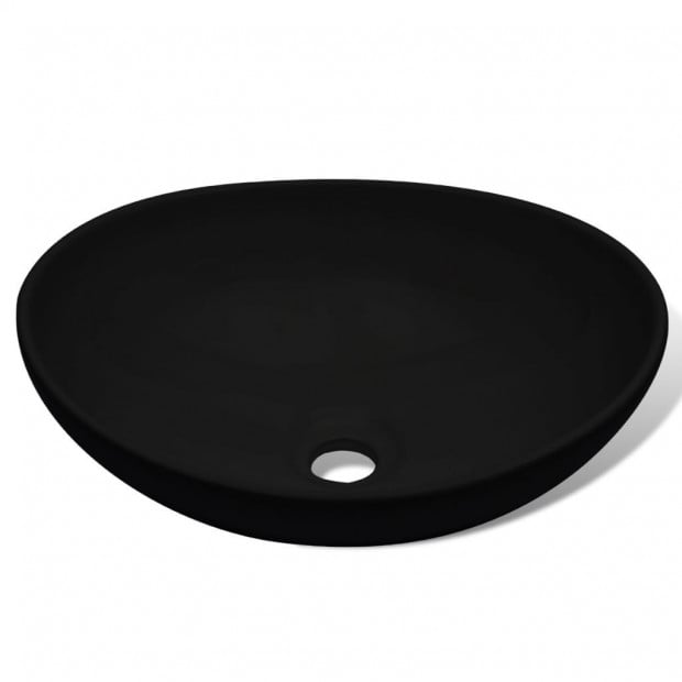 Luxury Ceramic Basin Oval-shaped Sink Black 40 x 33 cm Image 4