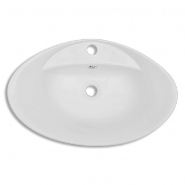 Luxury Ceramic Basin Oval with Overflow and Faucet Hole Image 4