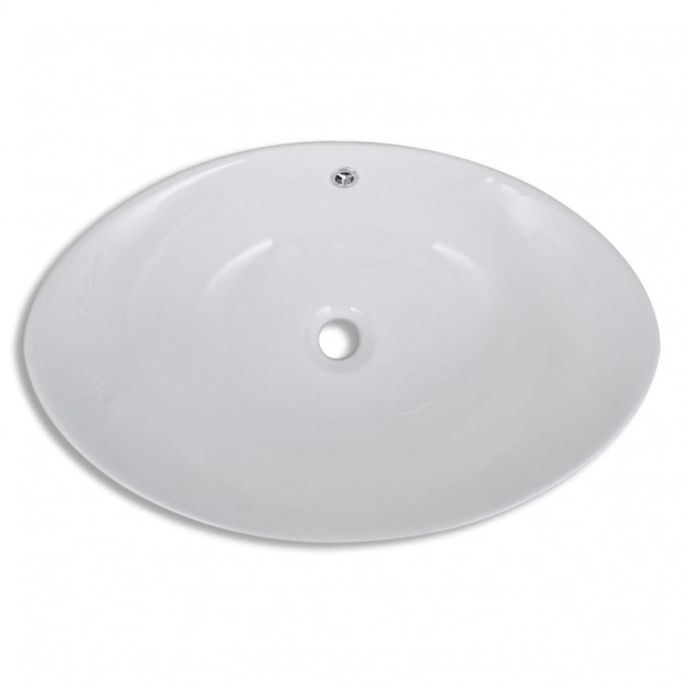 Luxury Ceramic Basin Oval with Overflow 59 x 38.5 cm Image 4