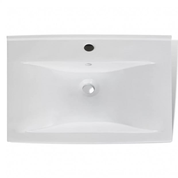 Rectangular Ceramic Basin Sink White with Faucet Hole 60x46cm Image 4