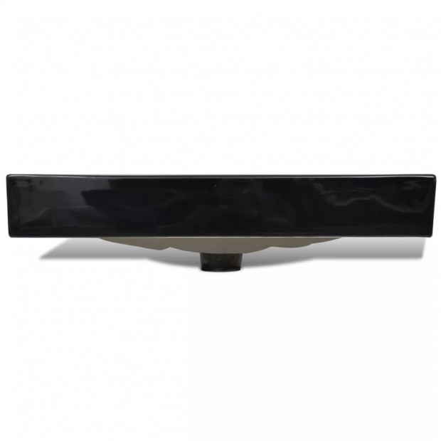 Rectangular Ceramic Basin Black with Faucet Hole 60x46cm Image 4